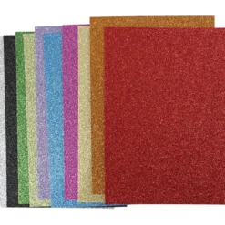 Dekorgummi, A4, ark 210x297 mm, tjocklek 2 mm, glitter, mixade färger, 10 mix. ark/ 1 förp.