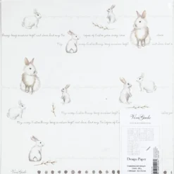 Designpapper, kaniner, ark 30,5x30,5 cm, 180 g, 5 ark/ 1 förp.