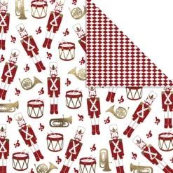 Designpapper, nötknäpparen, 180 g, guld, röd, vit, 3 ark/ 1 förp.