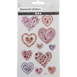 Diamond stickers, hjärtan, ark 10x16 cm, 1 ark