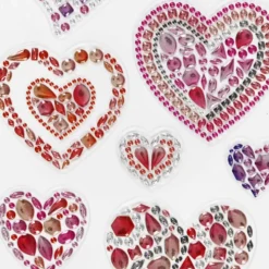 Diamond stickers, hjärtan, ark 10x16 cm, 1 ark
