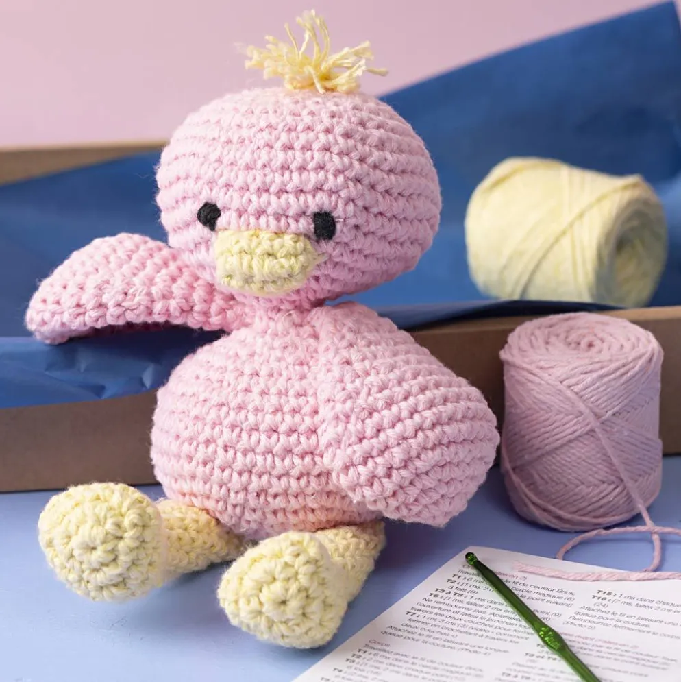 DIY Kit Amigurumi , Anka, ljusrosa, ljusgul, 1 förp.