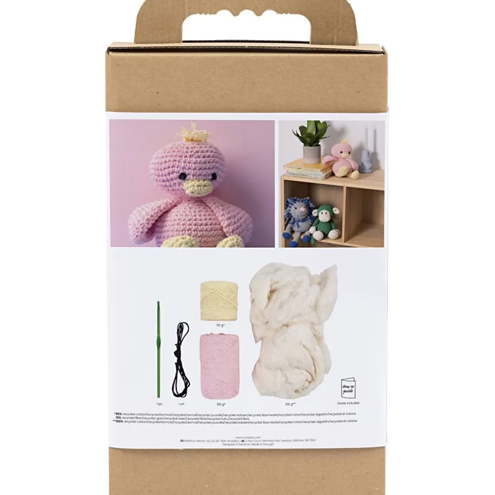 DIY Kit Amigurumi , Anka, ljusrosa, ljusgul, 1 förp.