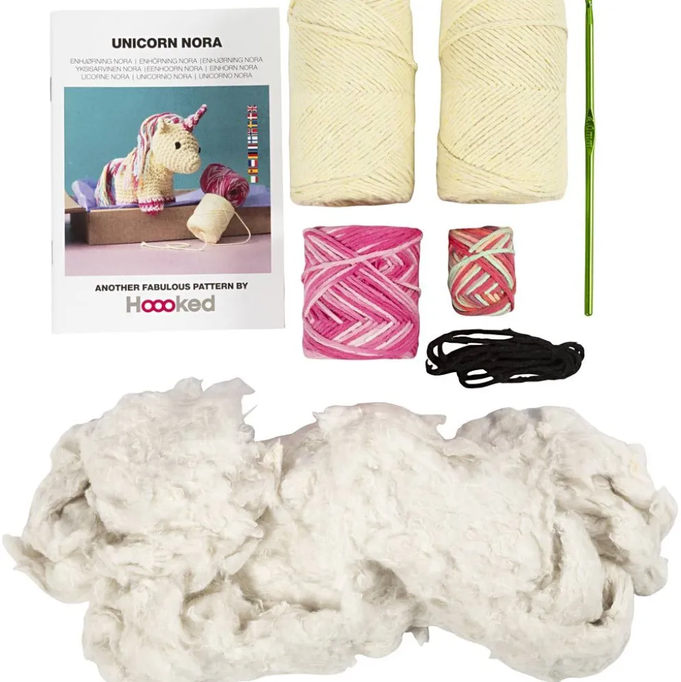 DIY Kit Amigurumi , Enhörning, regnbågsfärger, 1 förp.