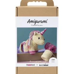 DIY Kit Amigurumi , Enhörning, regnbågsfärger, 1 förp.