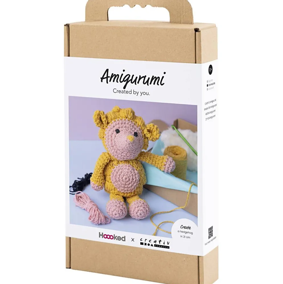 DIY Kit Amigurumi , Igelkott, ljusrosa, varm gul, 1 förp.