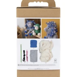 DIY Kit Amigurumi , Lejon, marinblå, ljusgrå, 1 förp.
