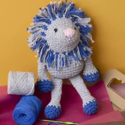 DIY Kit Amigurumi , Lejon, marinblå, ljusgrå, 1 förp.