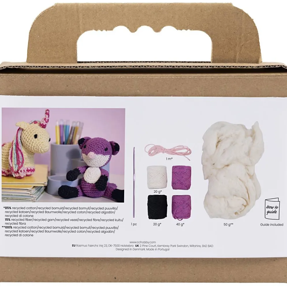 DIY Kit Amigurumi , Räv, svart, plommon, 1 förp.