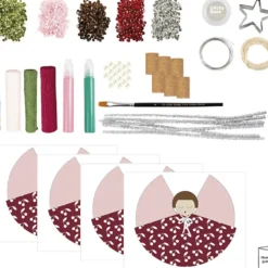 DIY Kit Bordsdekorationer, Änglar, julgranar, stjärnor, mixade färger, 1 förp.