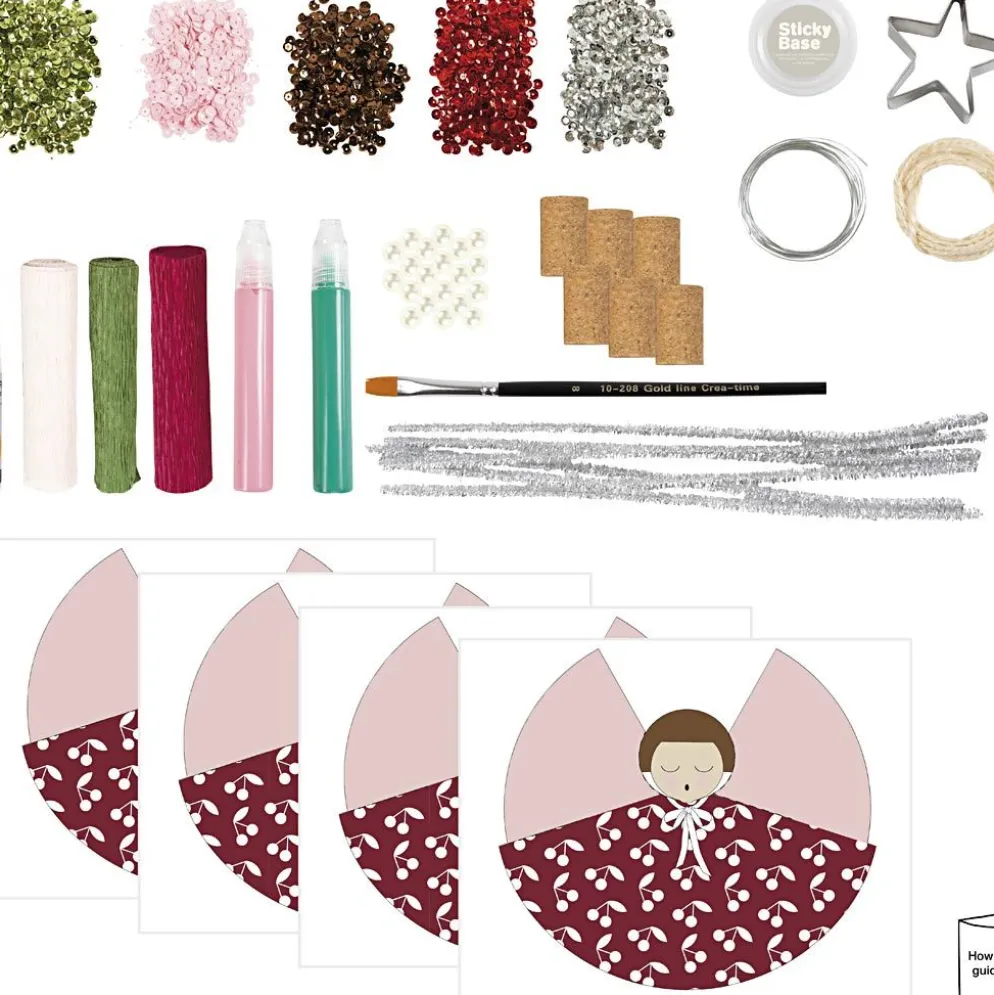 DIY Kit Bordsdekorationer, Änglar, julgranar, stjärnor, mixade färger, 1 förp.