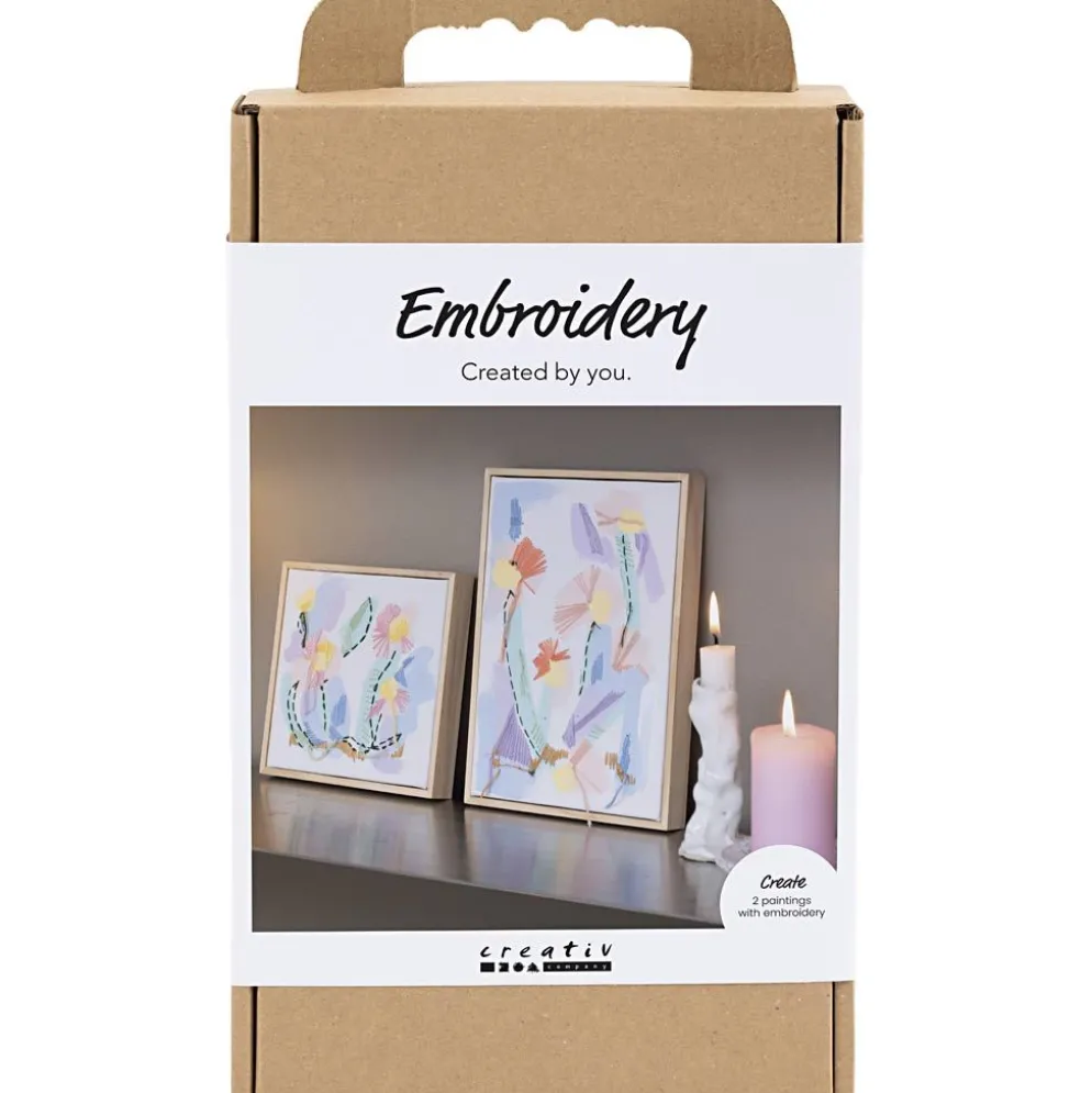 DIY Kit Broderi, Bilder, pastellfärger, 1 förp.