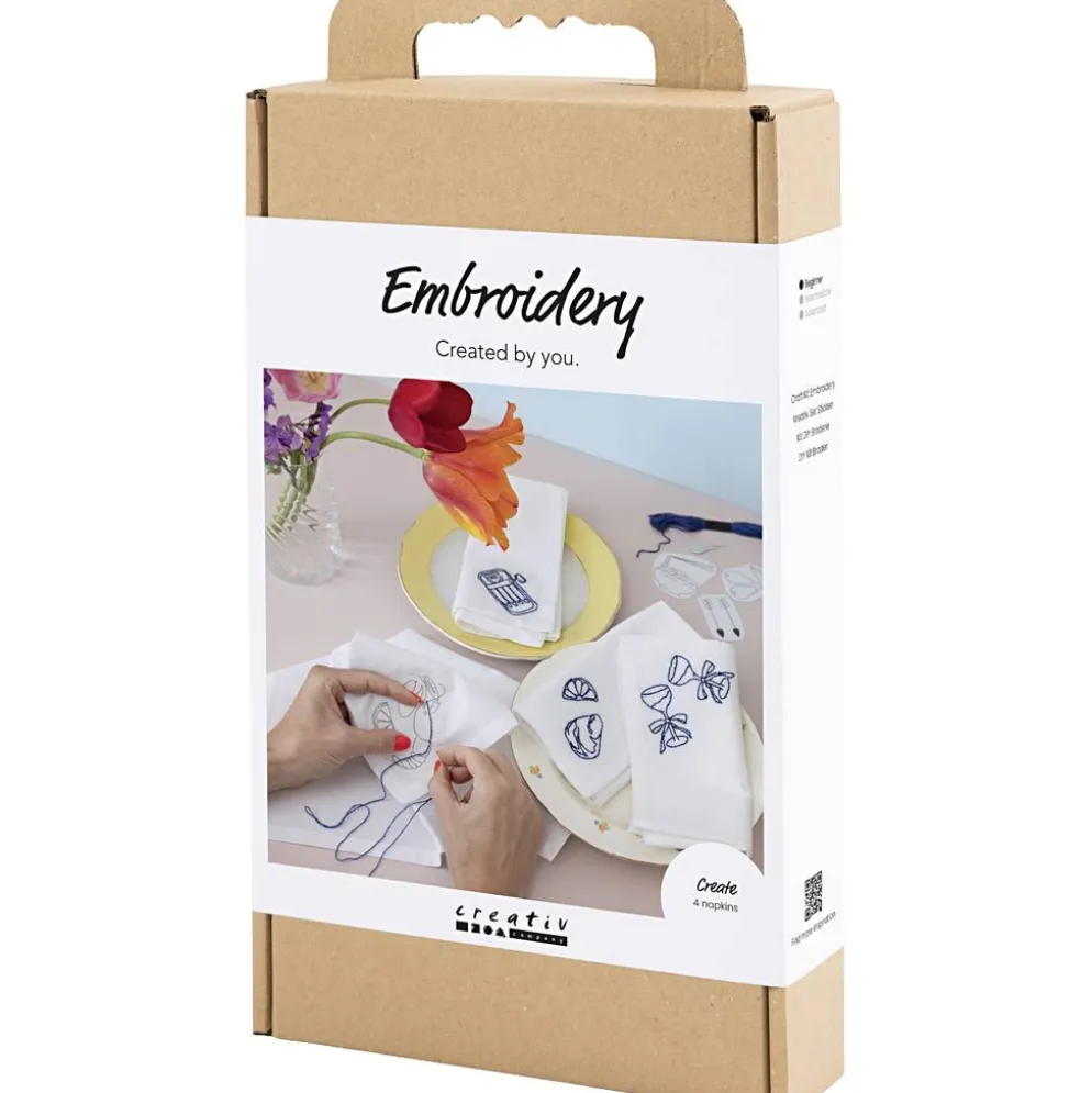 DIY Kit Broderi, Servetter, off white, 1 förp.