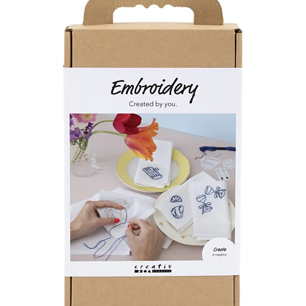 DIY Kit Broderi, Servetter, off white, 1 förp.