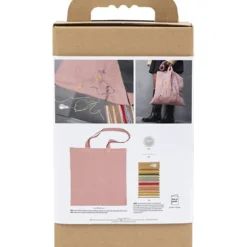 DIY Kit Broderi, Textilkasse, softrosa, 1 förp.
