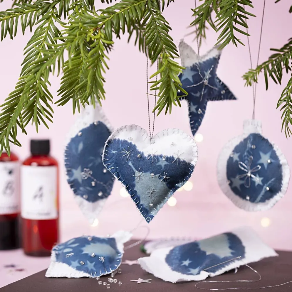 DIY Kit Cyanotypi, Julpynt, blå, silver, 1 förp.