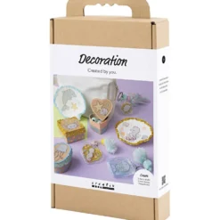 DIY Kit Dekoration, Lådor, skal, nyckelringar, pastellfärger, 1 förp.