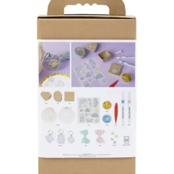 DIY Kit Dekoration, Lådor, skal, nyckelringar, pastellfärger, 1 förp.
