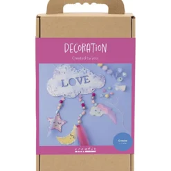 DIY Kit Dekoration, Moln, måne, stjärna, glitter färger, pastellfärger, 1 förp.