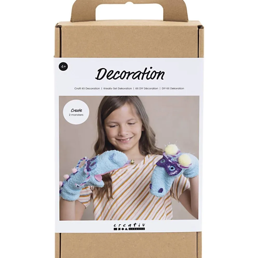DIY Kit Dekoration, Sock Monster, mixade färger, 1 förp.