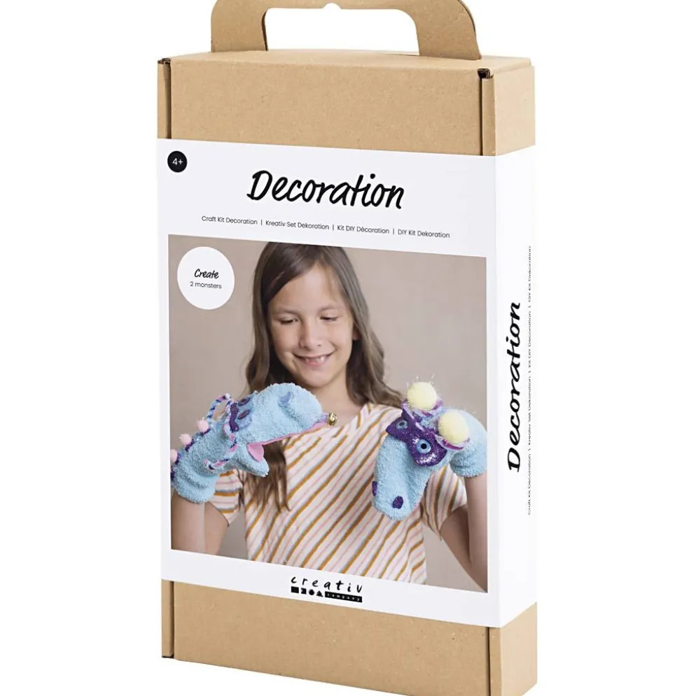 DIY Kit Dekoration, Sock Monster, mixade färger, 1 förp.