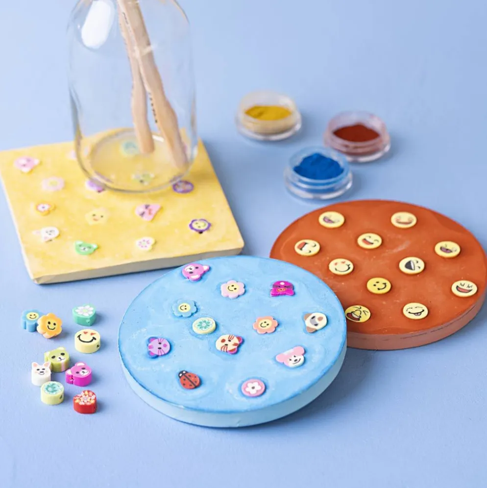 DIY Kit Gjutning, Plattor, blå, röd, gul, 1 förp.