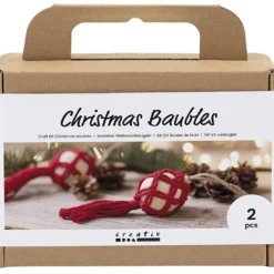 DIY Kit Julgranskulor, Makramé, julröd, 1 förp.