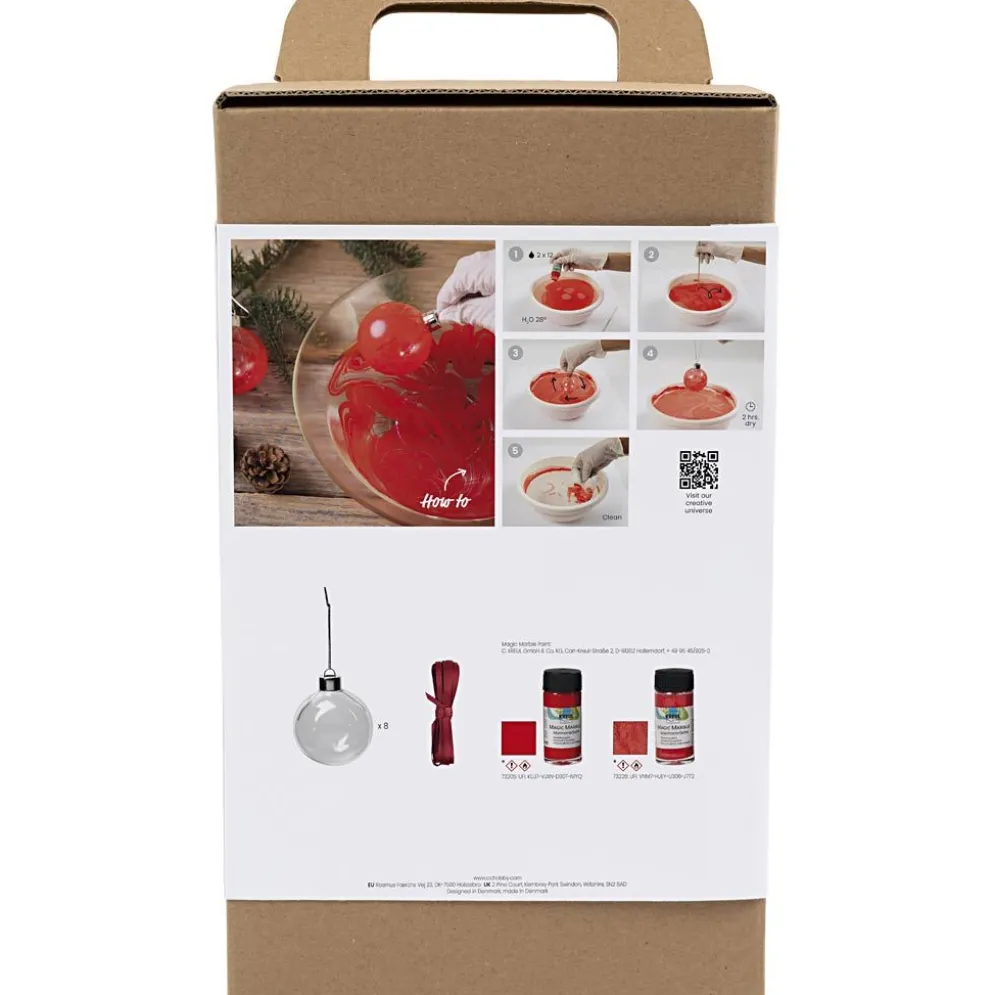DIY Kit Julgranskulor, Marmorering, 1 förp.