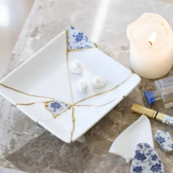 DIY Kit Kintsugi, Fat, blå, guld, vit, 1 förp.