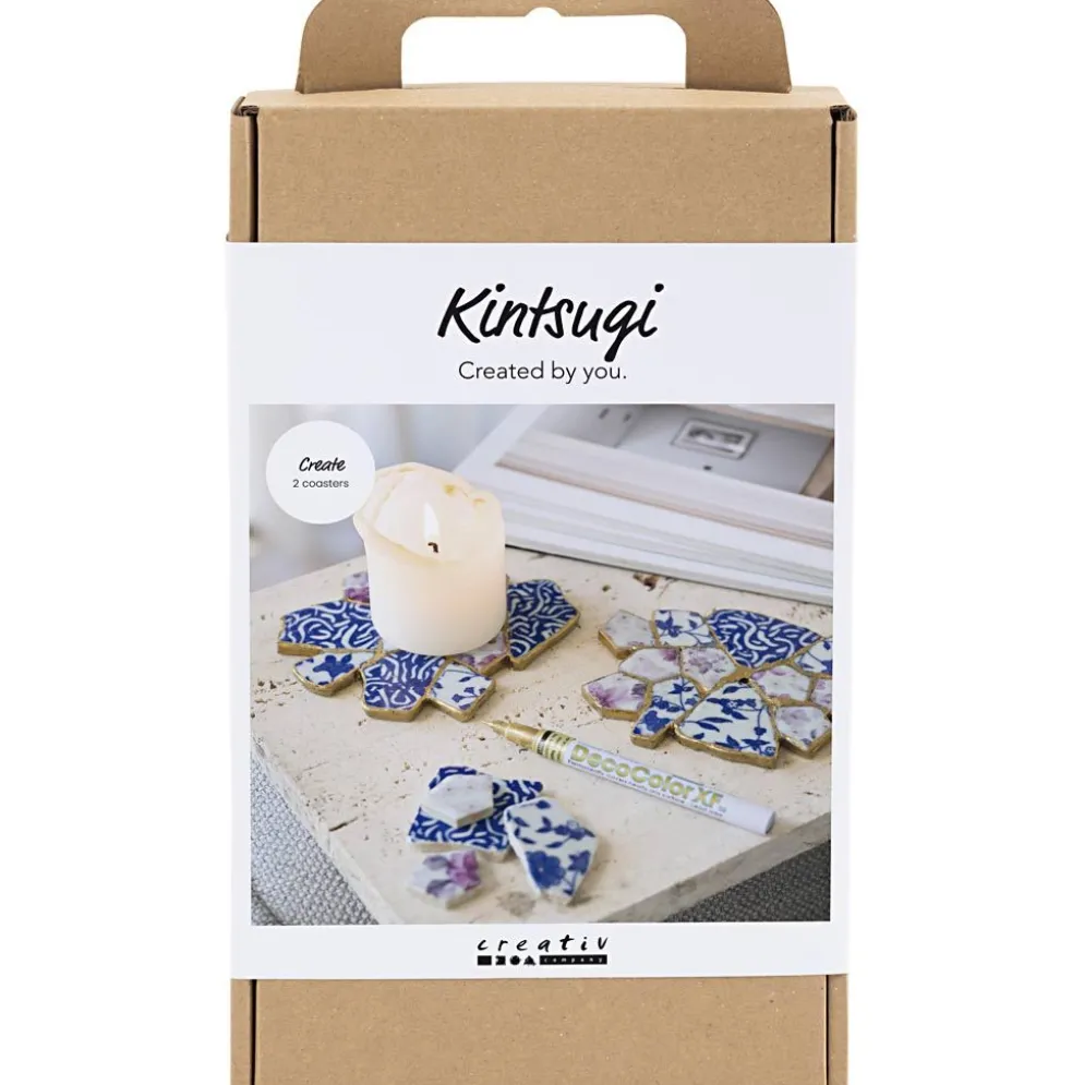 DIY Kit Kintsugi, Underlägg, blå, guld, ljusröd, vit, 1 förp.