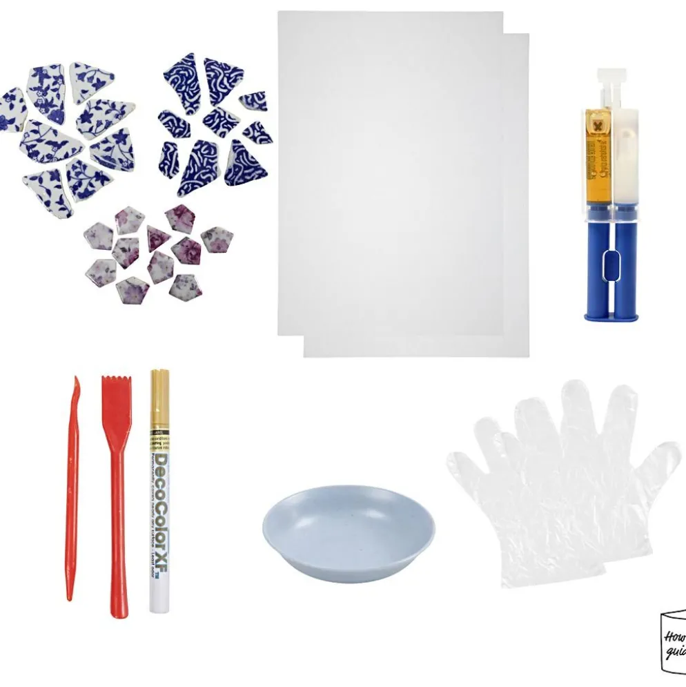 DIY Kit Kintsugi, Underlägg, blå, guld, ljusröd, vit, 1 förp.