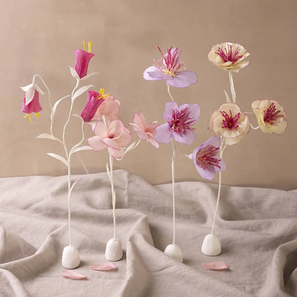 DIY Kit Kräppapper, Blomma, pastellfärger, 1 förp.