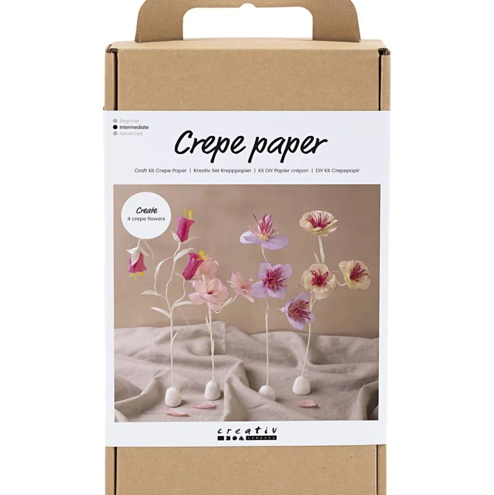 DIY Kit Kräppapper, Blomma, pastellfärger, 1 förp.