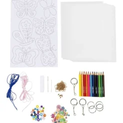 DIY Kit Krympplastark, Mobil, halsband, armband, nyckelringar, mixade färger, 1 förp.