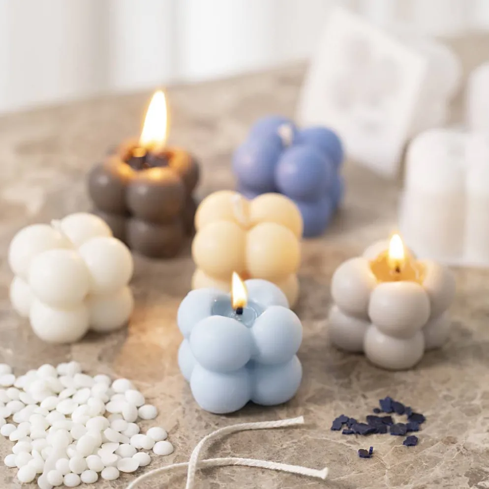 DIY Kit Ljusgjutning, Bubbelsojaljus, beige, ljusblå, cream, 1 förp.
