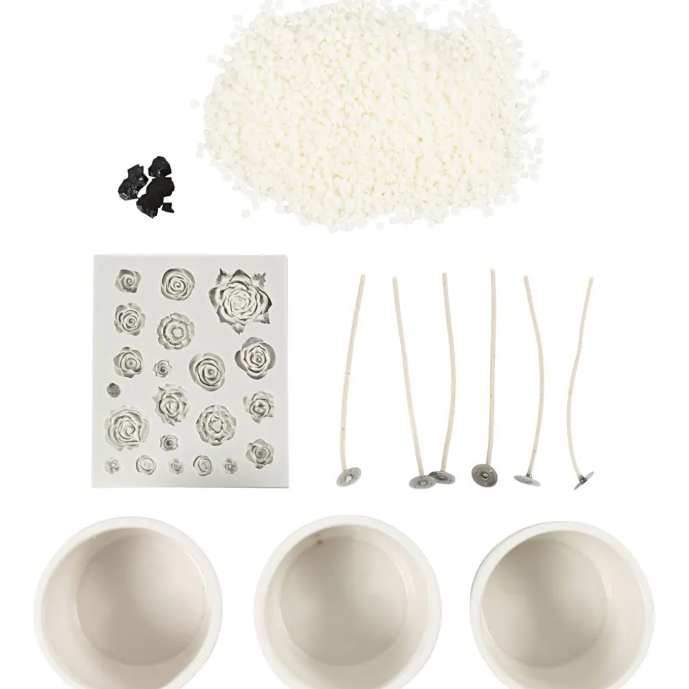 DIY Kit Ljusstöpning, Ros, beige, vit, cream, 1 förp.