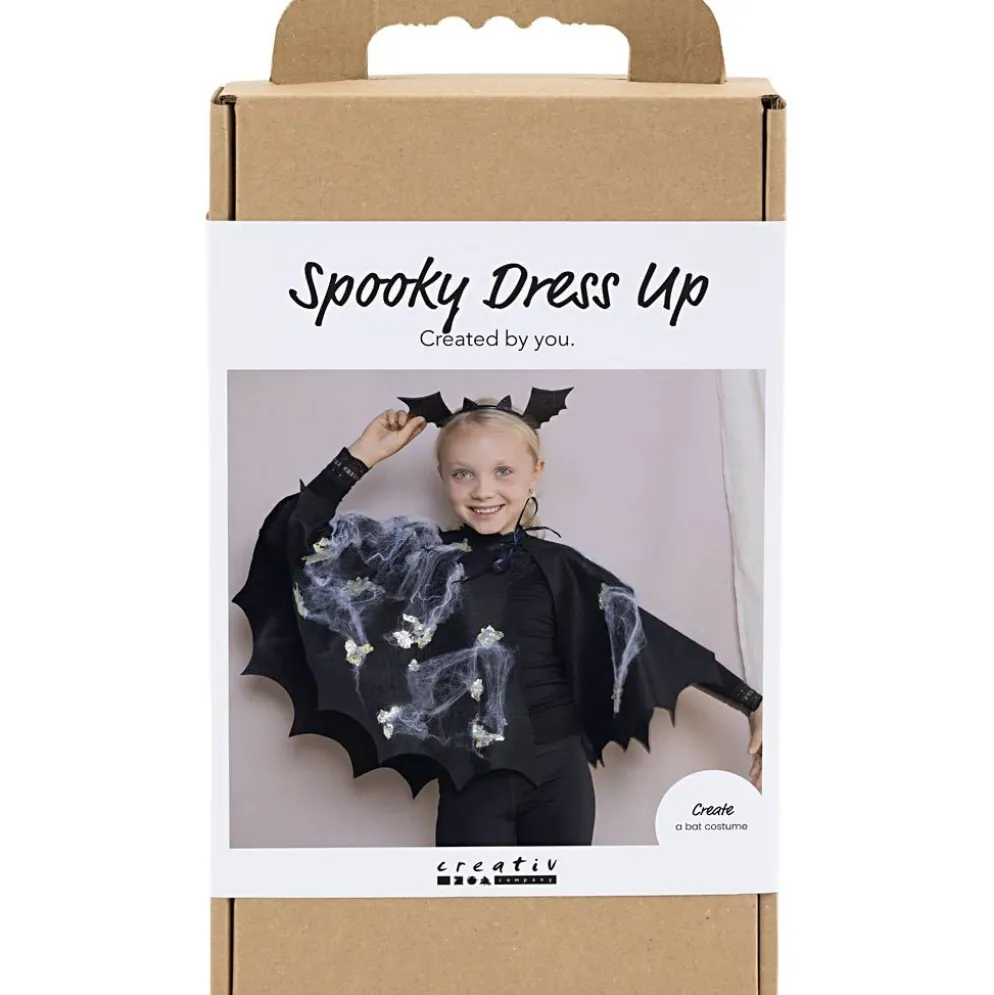 DIY Kit Läskig Kostym, Fladdermusmantel och pannband, svart, svart, 1 förp.