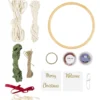 DIY Kit Makramé, Julkrans, mossgrön, julröd, råvit, 1 förp.