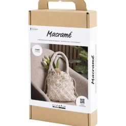 DIY Kit Makramé, Väska, vit, 1 förp.