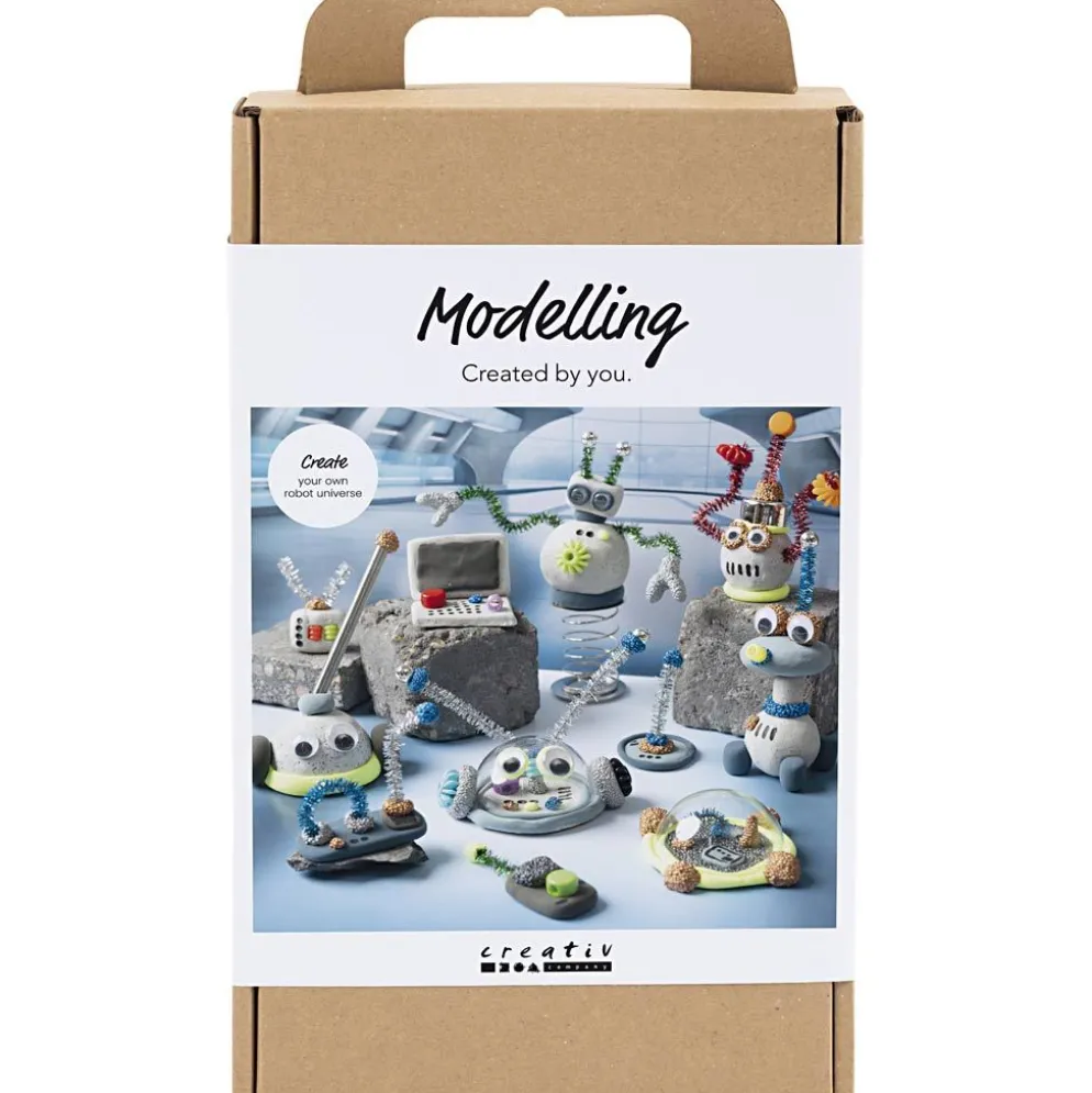 DIY Kit Modellera, Robot, blå, grå, röd, försilvrad, 1 förp.