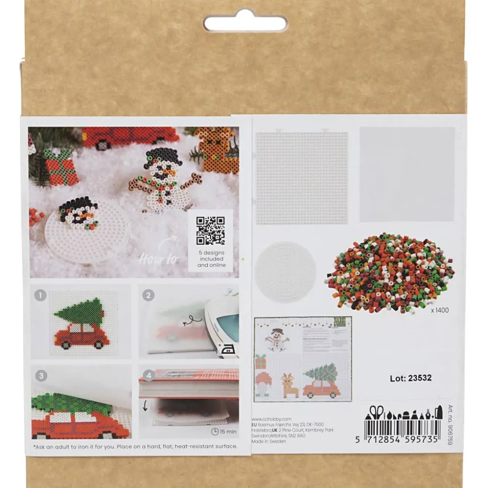 DIY Kit NABBI BioBeads , Julbil, ren, snögubbe, tomtenisse och julklapp, 1 förp.