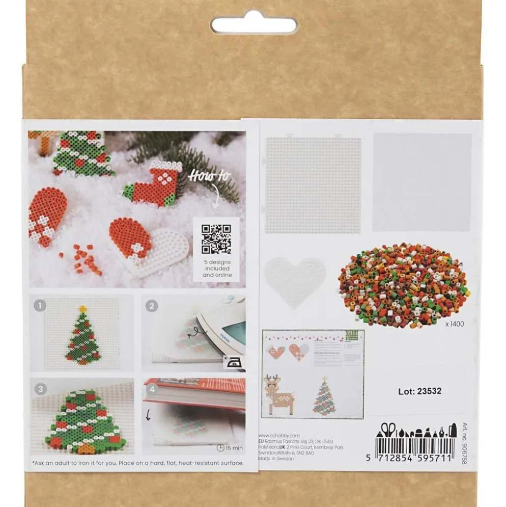 DIY Kit NABBI BioBeads , Jultomte, julstrumpa, julhjärta, julgran och ren, 1 förp.