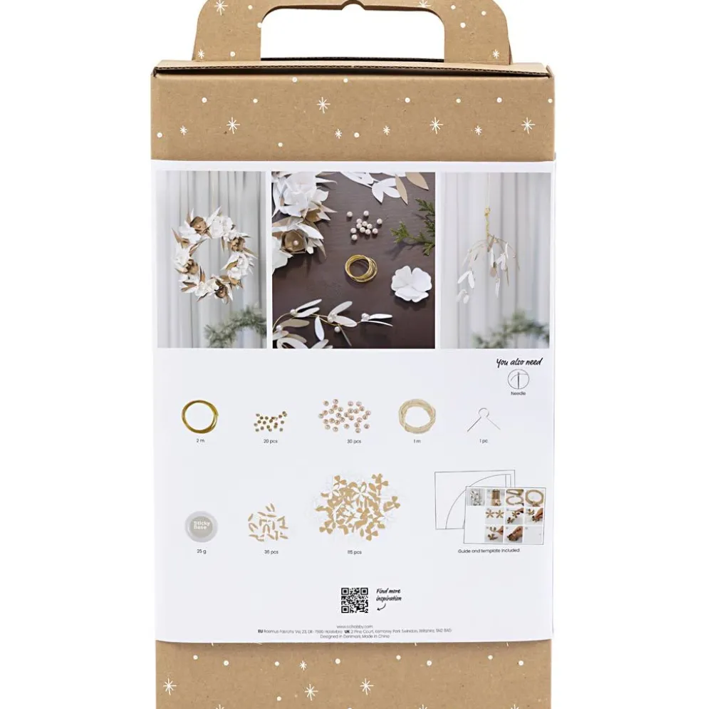 DIY Kit Pappersdekoration, Krans, vit, ljusnatur, 1 förp.