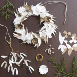 DIY Kit Pappersdekoration, Krans, vit, ljusnatur, 1 förp.