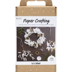 DIY Kit Pappersdekoration, Krans, vit, ljusnatur, 1 förp.