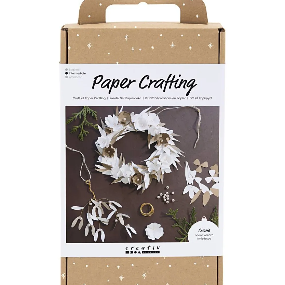 DIY Kit Pappersdekoration, Krans, vit, ljusnatur, 1 förp.