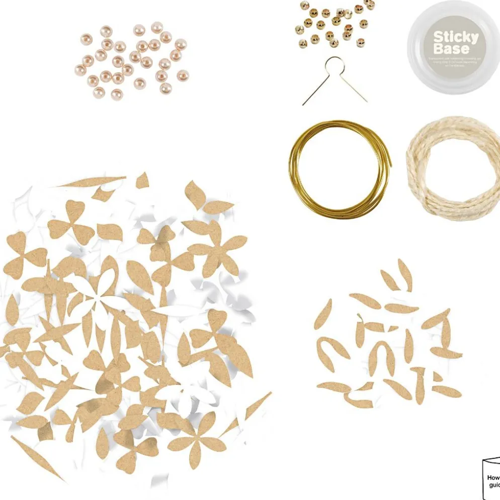 DIY Kit Pappersdekoration, Krans, vit, ljusnatur, 1 förp.