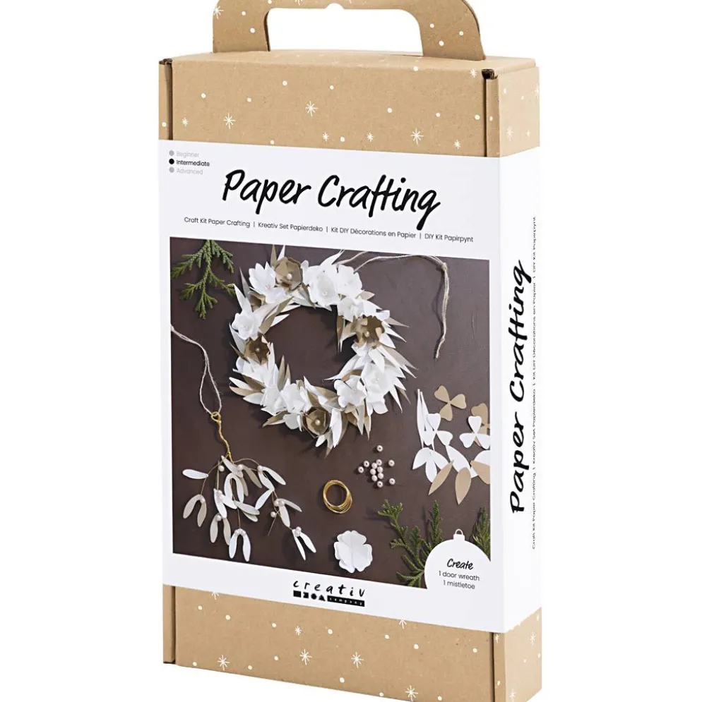 DIY Kit Pappersdekoration, Krans, vit, ljusnatur, 1 förp.