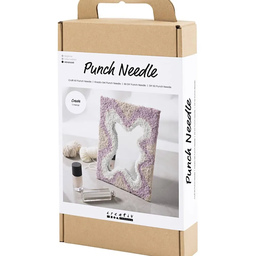 DIY Kit Punch Needle, Spegel, pastellfärger, 1 förp.