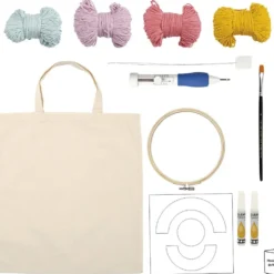DIY Kit Punch Needle, Textilkasse, pastellfärger, 1 förp.